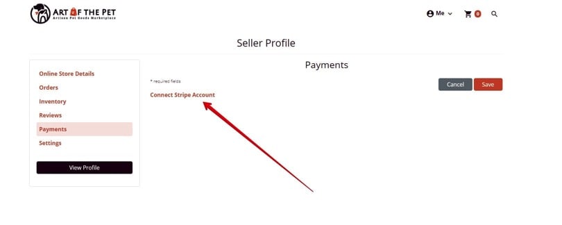 sellers must connect with stripe step 1