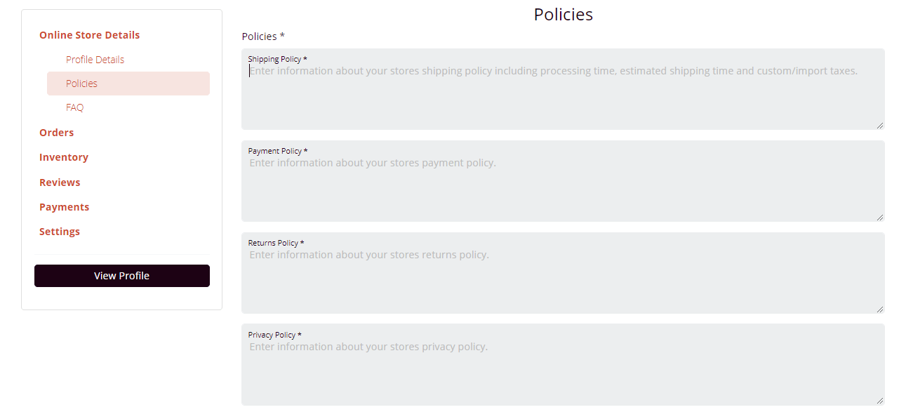Policies page